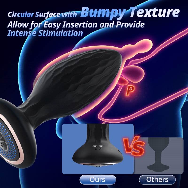 LED Light 360° Rotation & Vibration Remote Control Anal Plug For Solo or Couple