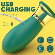 Load image into Gallery viewer, Green clitoral sucking vibrator sex toy, 3 sucking modes, 9 licking modes, nipple and clitoral sucker